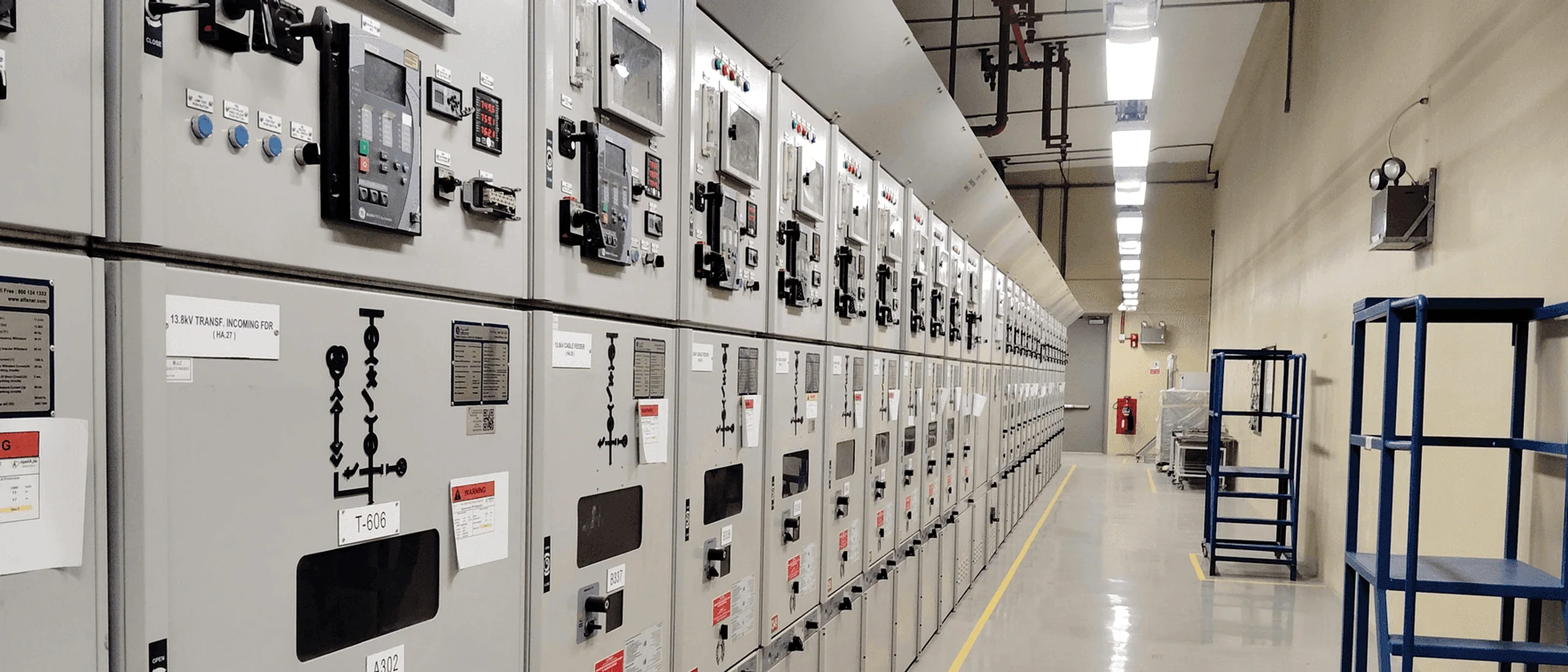 Switchgear room with distribution boards, panels and changeover switches built and commissioned by EmersonEIMS